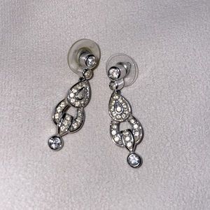 Christian Dior Vintage Rhodium Plated Crystal Earrings
